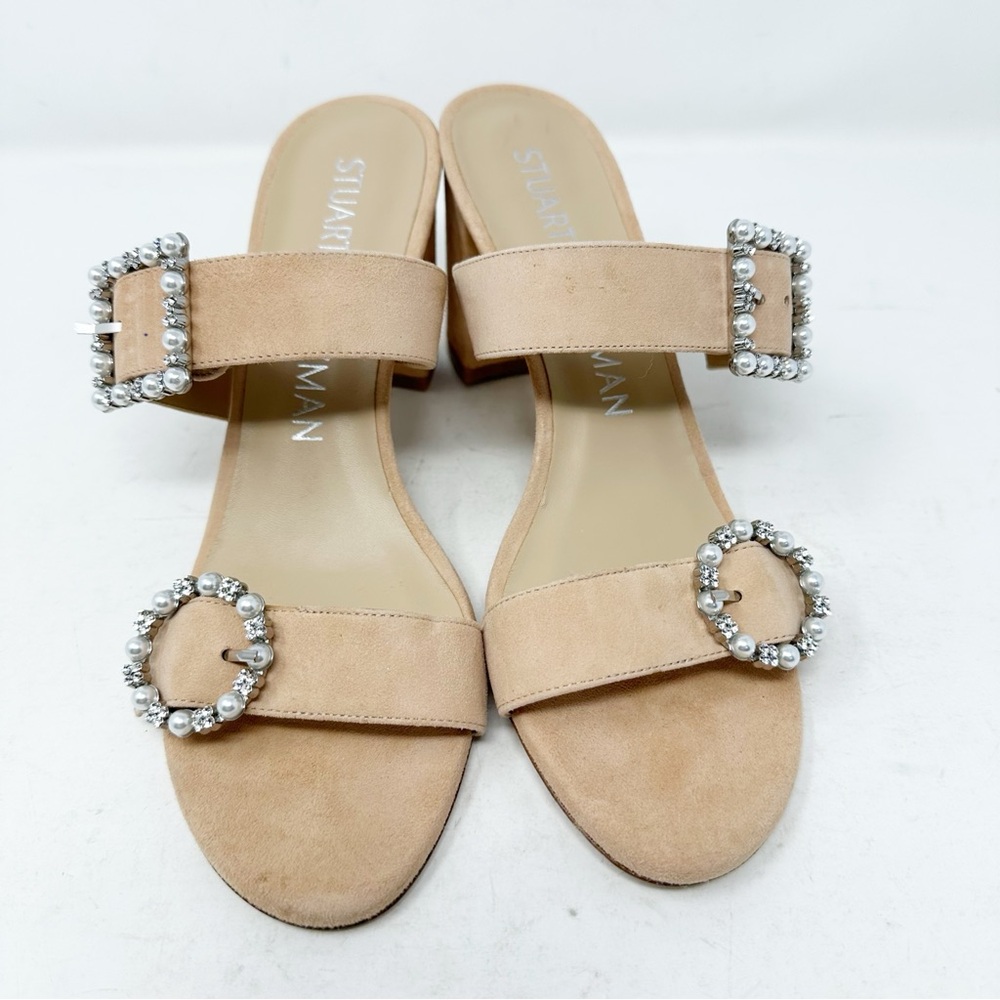 STUART WEITZMAN Pearl Geo Buckle 75 Slide NWOT in Size 8.5 - Picture 4 of 8